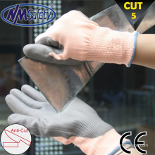 NMSAFETY corte nivel 5 recubierto pu guantes sin corte